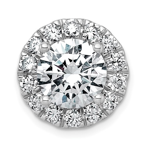 14K White Gold 5 Carat Certified Lab Grown Diamond VS+ F+ Round Complete Halo Chain Slide Pendant