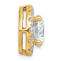 14K Yellow Gold 5 Carat Certified Lab Grown Diamond VS+ F+ Round Complete Halo Chain Slide Pendant view 2
