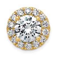 14K Yellow Gold 5 Carat Certified Lab Grown Diamond VS+ F+ Round Complete Halo Chain Slide Pendant view 1