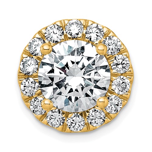 14K Yellow Gold 5 Carat Certified Lab Grown Diamond VS+ F+ Round Complete Halo Chain Slide Pendant
