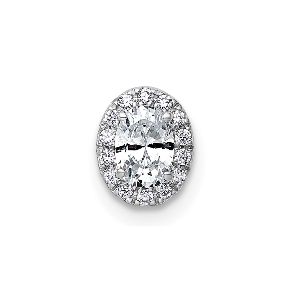 14K White Gold 0.33 Carat Lab Grown Diamond VS+ F+ Round Complete Halo Chain Slide Pendant