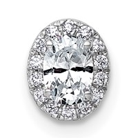14K White Gold 0.33 Carat Lab Grown Diamond VS+ F+ Round Complete Halo Chain Slide Pendant view 1