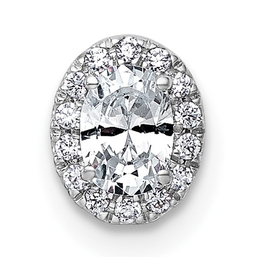 14K White Gold 0.33 Carat Lab Grown Diamond VS+ F+ Round Complete Halo Chain Slide Pendant
