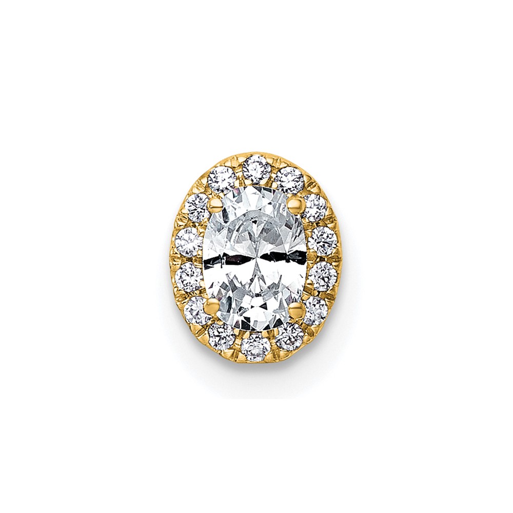 14K Yellow Gold 0.33 Carat Lab Grown Diamond VS+ F+ Round Complete Halo Chain Slide Pendant
