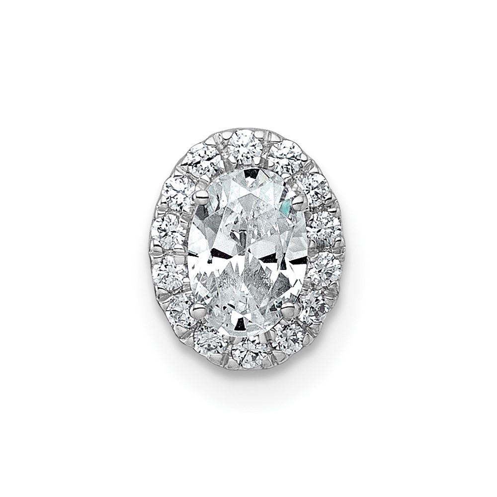 14K White Gold 0.62 Carat Lab Grown Diamond VS+ F+ Round Complete Halo Chain Slide Pendant