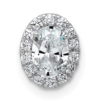 14K White Gold 0.62 Carat Lab Grown Diamond VS+ F+ Round Complete Halo Chain Slide Pendant view 1
