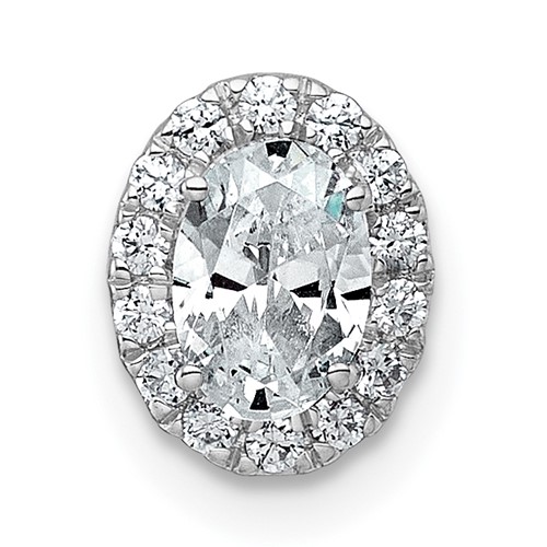 14K White Gold 0.62 Carat Lab Grown Diamond VS+ F+ Round Complete Halo Chain Slide Pendant
