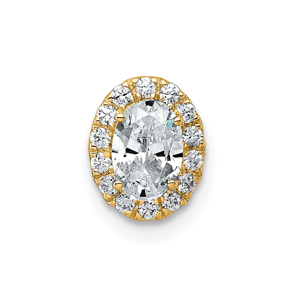 14K Yellow Gold 0.62 Carat Lab Grown Diamond VS+ F+ Round Complete Halo Chain Slide Pendant