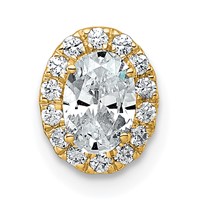 14K Yellow Gold 0.62 Carat Lab Grown Diamond VS+ F+ Round Complete Halo Chain Slide Pendant view 1