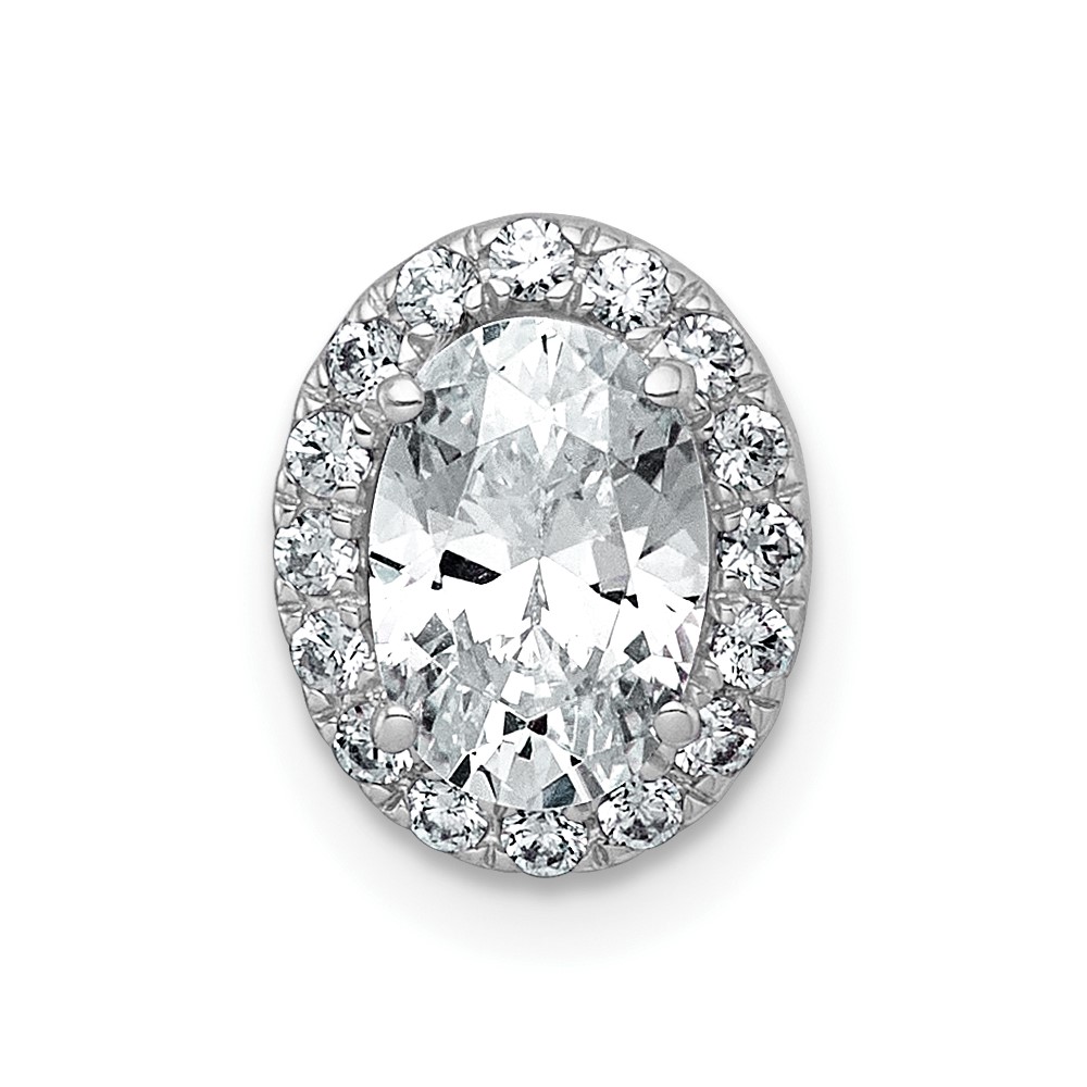 14K White Gold 1.20 Carat Lab Grown Diamond VS+ F+ Round Complete Halo Chain Slide Pendant