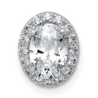 14K White Gold 1.20 Carat Lab Grown Diamond VS+ F+ Round Complete Halo Chain Slide Pendant view 1