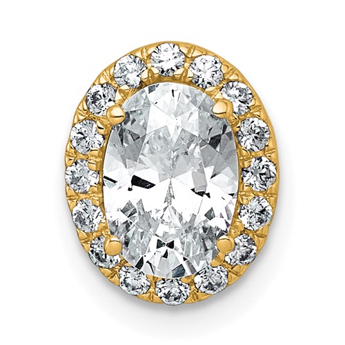 14K Yellow Gold 1.20 Carat Certified Lab Grown Diamond VS+ F+ Round Complete Halo Chain Slide Pendant