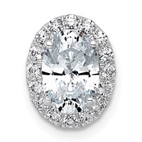 14K White Gold 1.75 Carat Certified Lab Grown Diamond VS+ F+ Round Complete Halo Chain Slide Pendant view 1