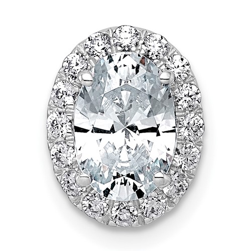 14K White Gold 1.75 Carat Certified Lab Grown Diamond VS+ F+ Round Complete Halo Chain Slide Pendant