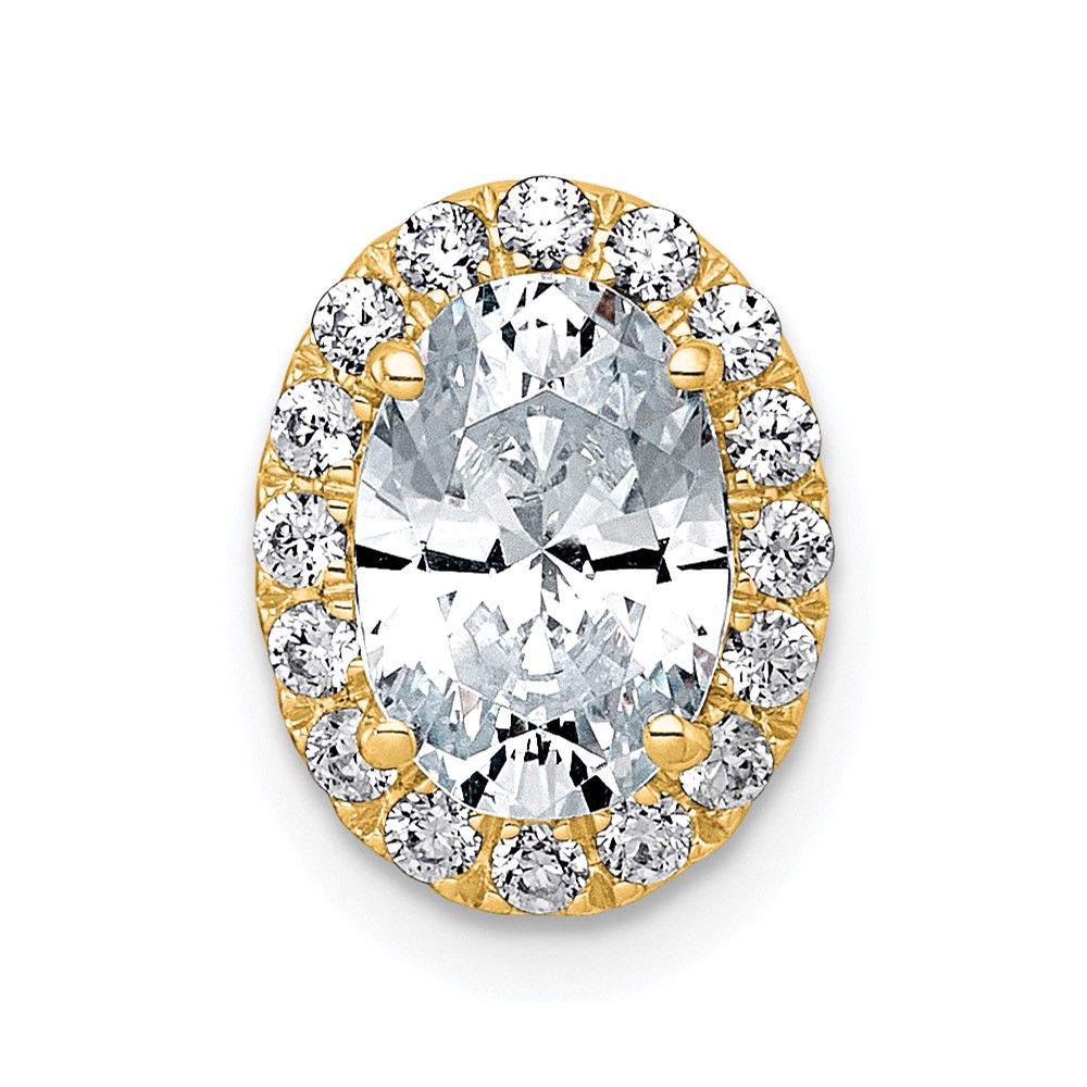 14K Yellow Gold 1.75 Carat Certified Lab Grown Diamond VS+ F+ Round Complete Halo Chain Slide Pendant