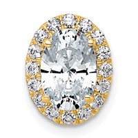 14K Yellow Gold 1.75 Carat Certified Lab Grown Diamond VS+ F+ Round Complete Halo Chain Slide Pendant view 1