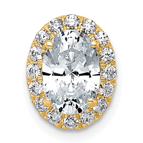 14K Yellow Gold 1.75 Carat Lab Grown Diamond VS+ F+ Round Complete Halo Chain Slide Pendant