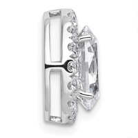 14K White Gold 2.38 Carat Lab Grown Diamond VS+ F+ Round Complete Halo Chain Slide Pendant view 2