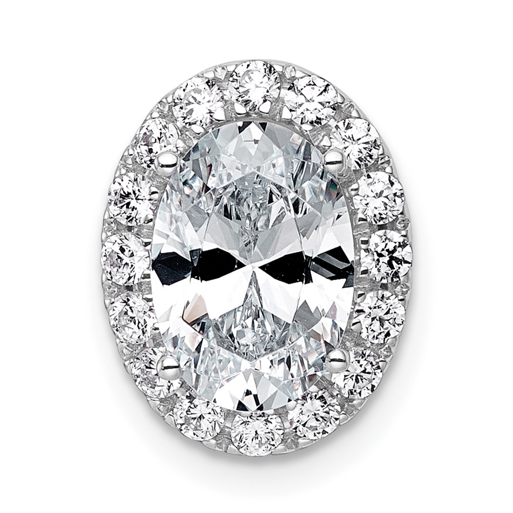 14K White Gold 2.38 Carat Lab Grown Diamond VS+ F+ Round Complete Halo Chain Slide Pendant