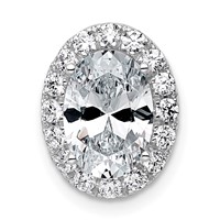 14K White Gold 2.38 Carat Lab Grown Diamond VS+ F+ Round Complete Halo Chain Slide Pendant view 1