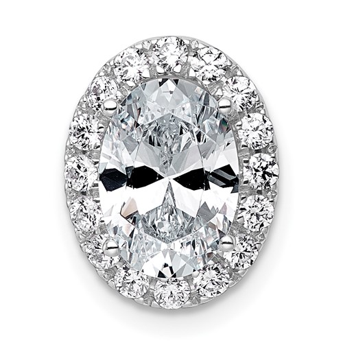 14K White Gold 2.38 Carat Certified Lab Grown Diamond VS+ F+ Round Complete Halo Chain Slide Pendant