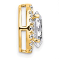 14K Yellow Gold 2.38 Carat Lab Grown Diamond VS+ F+ Round Complete Halo Chain Slide Pendant view 2