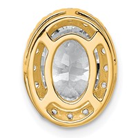 14K Yellow Gold 2.38 Carat Lab Grown Diamond VS+ F+ Round Complete Halo Chain Slide Pendant view 3