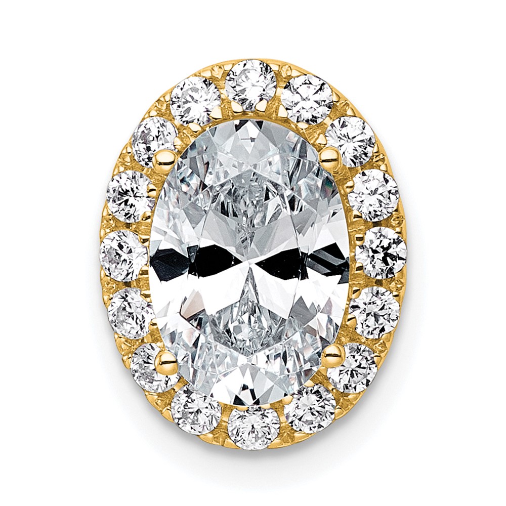 14K Yellow Gold 2.38 Carat Lab Grown Diamond VS+ F+ Round Complete Halo Chain Slide Pendant