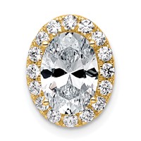 14K Yellow Gold 2.38 Carat Lab Grown Diamond VS+ F+ Round Complete Halo Chain Slide Pendant view 1