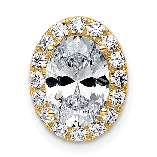 14K Yellow Gold 2.38 Carat Certified Lab Grown Diamond VS+ F+ Round Complete Halo Chain Slide Pendant