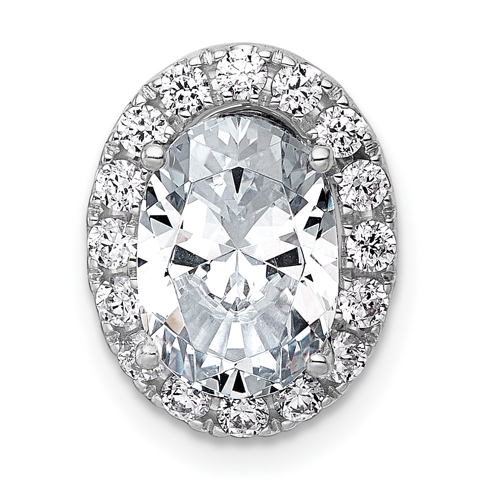 14K White Gold 2.88 Carat Certified Lab Grown Diamond VS+ F+ Round Complete Halo Chain Slide Pendant