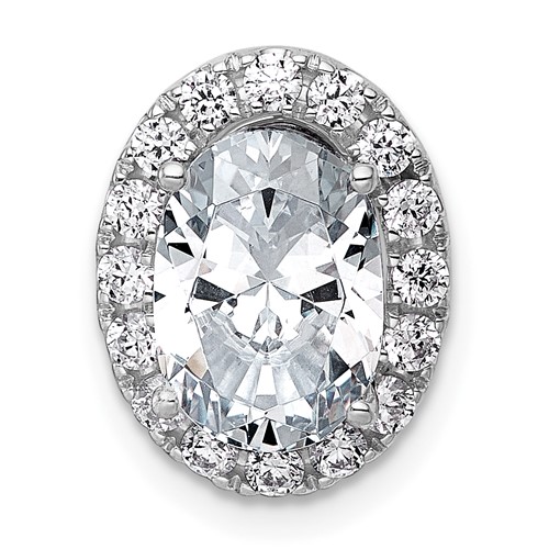 14K White Gold 2.88 Carat Certified Lab Grown Diamond VS+ F+ Round Complete Halo Chain Slide Pendant