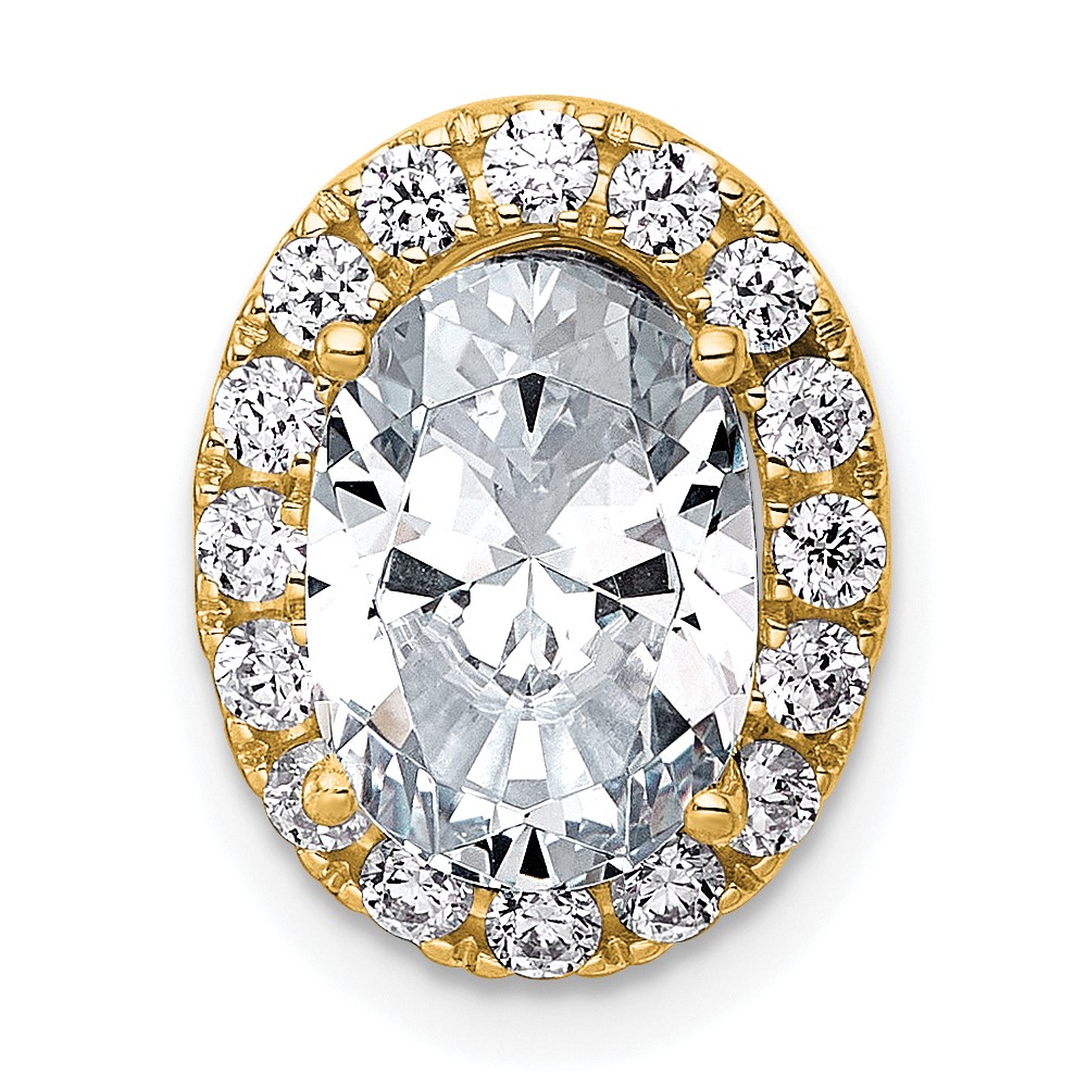 14K Yellow Gold 2.88 Carat Certified Lab Grown Diamond VS+ F+ Round Complete Halo Chain Slide Pendant