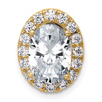 14K Yellow Gold 2.88 Carat Certified Lab Grown Diamond VS+ F+ Round Complete Halo Chain Slide Pendant view 1