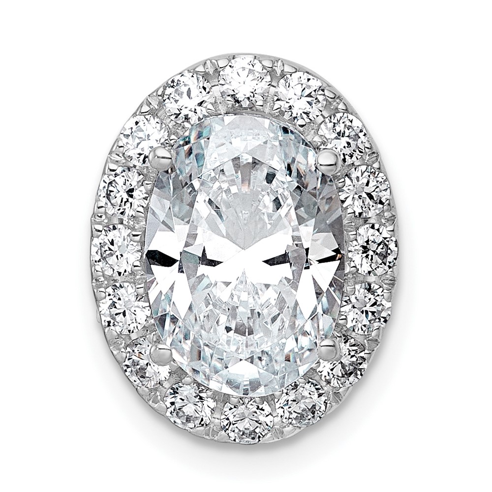 14K White Gold 3.75 Carat Certified Lab Grown Diamond VS+ F+ Round Complete Halo Chain Slide Pendant
