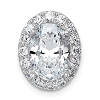 14K White Gold 3.75 Carat Certified Lab Grown Diamond VS+ F+ Round Complete Halo Chain Slide Pendant view 1