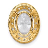 14K Yellow Gold 3.75 Carat Certified Lab Grown Diamond VS+ F+ Round Complete Halo Chain Slide Pendant view 3