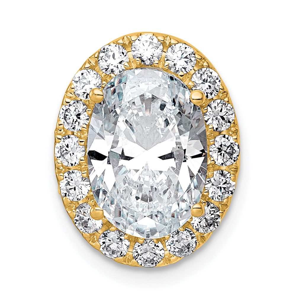 14K Yellow Gold 3.75 Carat Certified Lab Grown Diamond VS+ F+ Round Complete Halo Chain Slide Pendant