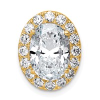 14K Yellow Gold 3.75 Carat Certified Lab Grown Diamond VS+ F+ Round Complete Halo Chain Slide Pendant view 1