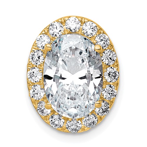 14K Yellow Gold 3.75 Carat Lab Grown Diamond VS+ F+ Round Complete Halo Chain Slide Pendant