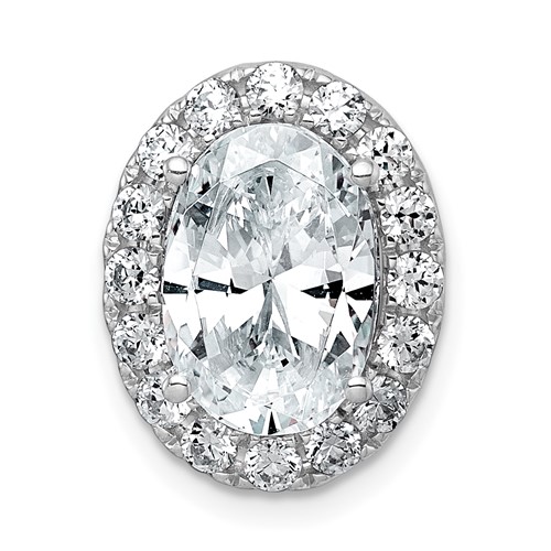 14K White Gold 4.75 Carat Certified Lab Grown Diamond VS+ F+ Round Complete Halo Chain Slide Pendant