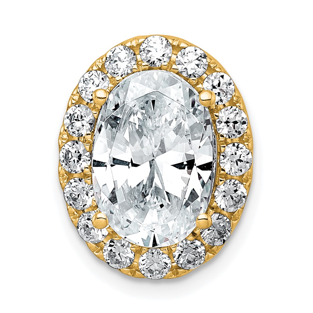 14K Yellow Gold 4.75 Carat Lab Grown Diamond VS+ F+ Round Complete Halo Chain Slide Pendant