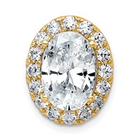 14K Yellow Gold 4.75 Carat Lab Grown Diamond VS+ F+ Round Complete Halo Chain Slide Pendant view 1