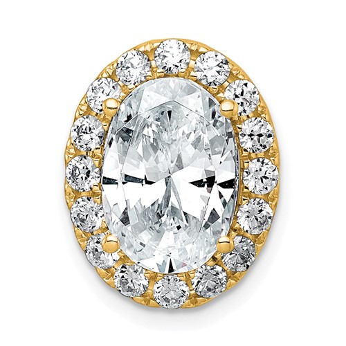 14K Yellow Gold 4.75 Carat Certified Lab Grown Diamond VS+ F+ Round Complete Halo Chain Slide Pendant