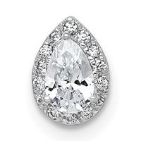 14K White Gold 0.33 Carat Lab Grown Diamond VS+ F+ Pear Complete Halo Chain Slide Pendant view 1
