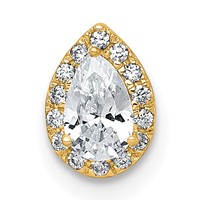 14K Yellow Gold 0.33 Carat Lab Grown Diamond VS+ F+ Pear Complete Halo Chain Slide Pendant view 1