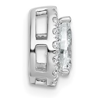 14K White Gold 0.62 Carat Lab Grown Diamond VS+ F+ Pear Complete Halo Chain Slide Pendant view 2