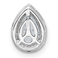 14K White Gold 0.62 Carat Lab Grown Diamond VS+ F+ Pear Complete Halo Chain Slide Pendant view 3