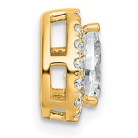 14K Yellow Gold 0.62 Carat Lab Grown Diamond VS+ F+ Pear Complete Halo Chain Slide Pendant view 2