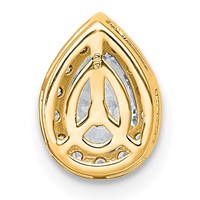 14K Yellow Gold 0.62 Carat Lab Grown Diamond VS+ F+ Pear Complete Halo Chain Slide Pendant view 3